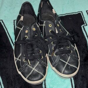Kate Spade Black Quilted with White Stitching Keds